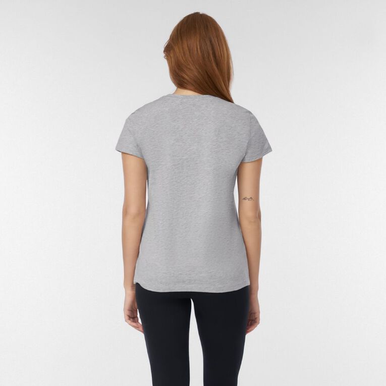 H&H Women's Short Sleeve V-Neck Cotton Tee, Grey Marle, hi-res