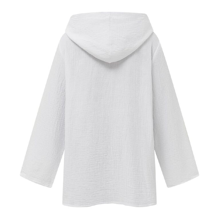 H&H Women's Cotton Hooded Swim Coverup, White, hi-res