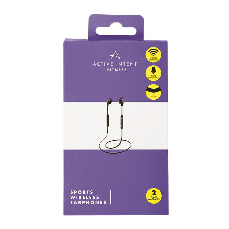 Active Intent Bluetooth Sports Earbuds Black/Orange, , hi-res
