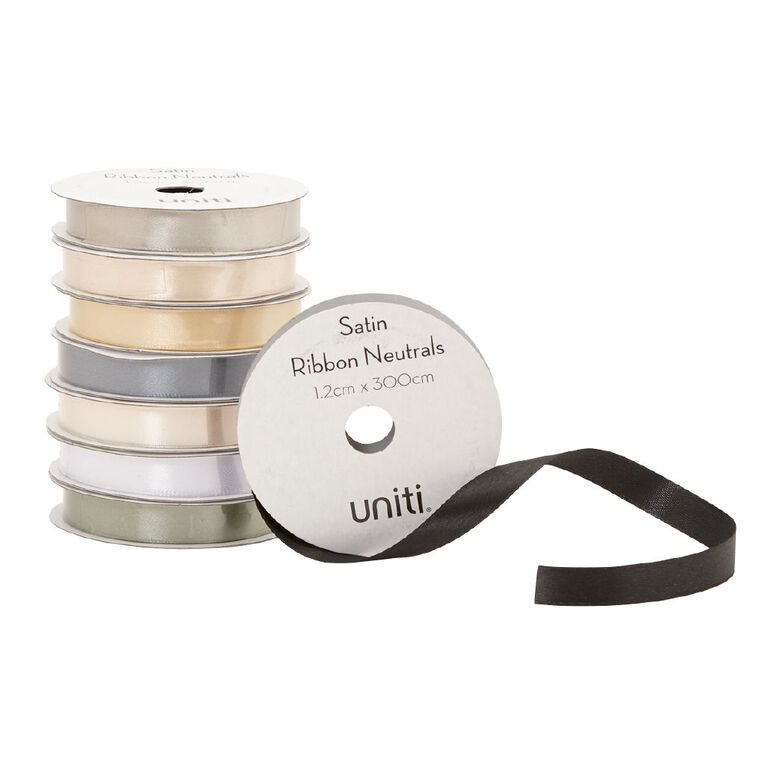 Uniti Satin Ribbon Neutrals 3m Assorted, , hi-res