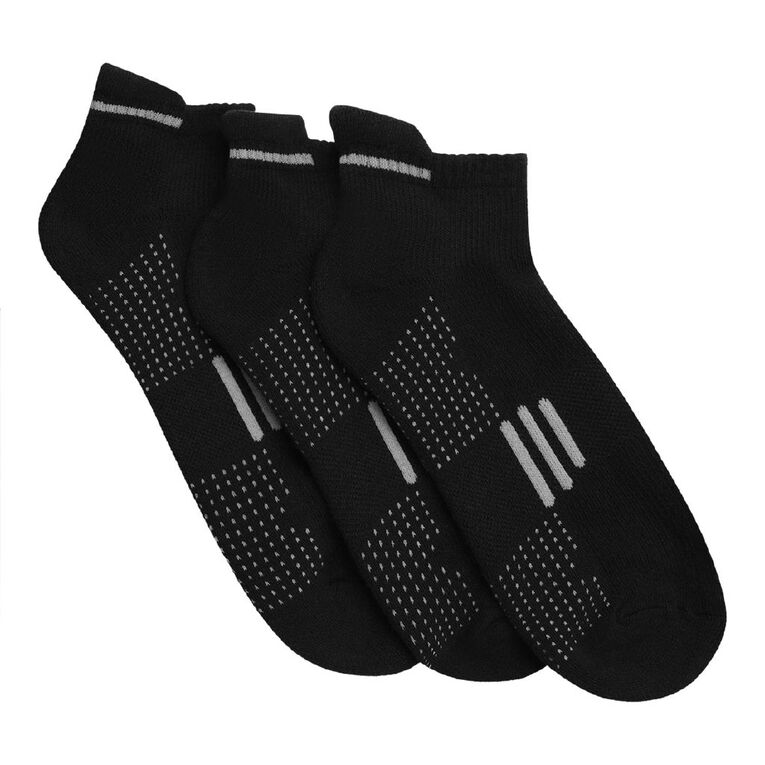 Active Intent Men's Cushioned Tab Low Cut Socks 3 Pack, Black, hi-res
