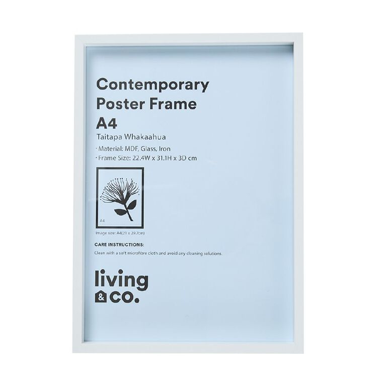Living & Co Contemporary Poster Frame White A4, , hi-res