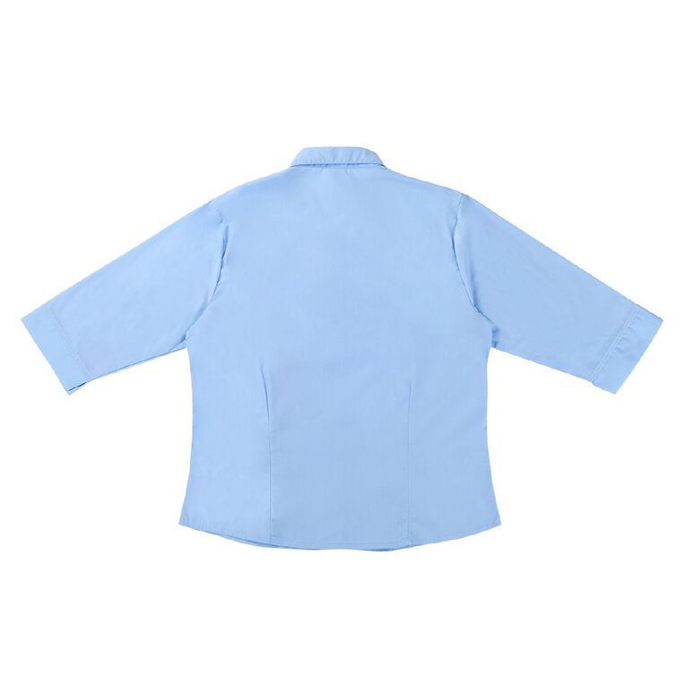 Schooltex 3/4 Sleeve Poplin Blouse, Blue Mid, hi-res