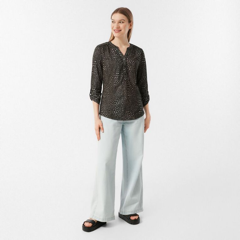 H&H Women's PB Henley, Black, hi-res