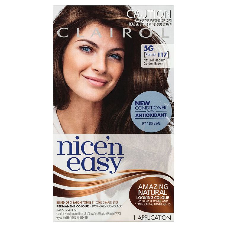 Clairol Nice N Easy Permanent Hair Colour Medium Golden Brown 5G, , hi-res