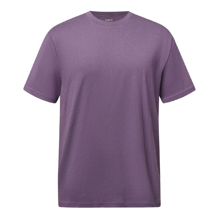 H&H Men's Regular Fit Crew Neck Tee, Purple Dark, hi-res