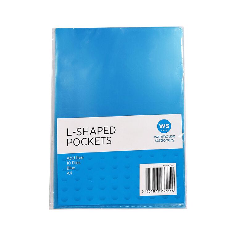 WS L-shaped Pockets 10 Pack Blue Mid A4, , hi-res