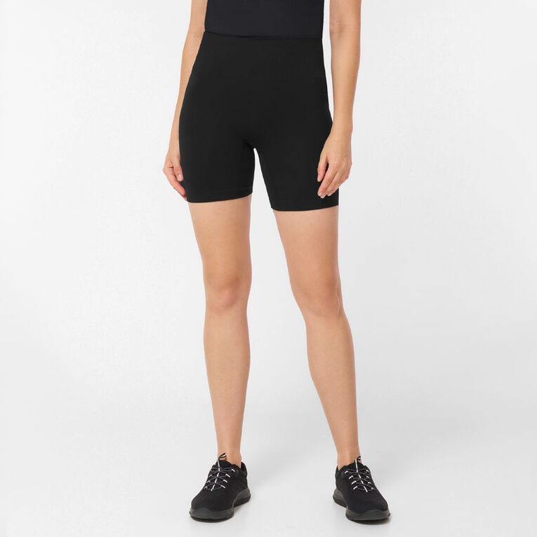 Active Intent Women's Seamless Rib Shorts, Black, hi-res