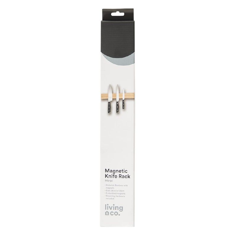 Living & Co Magnetic Knife Rack Bamboo Natural, , hi-res