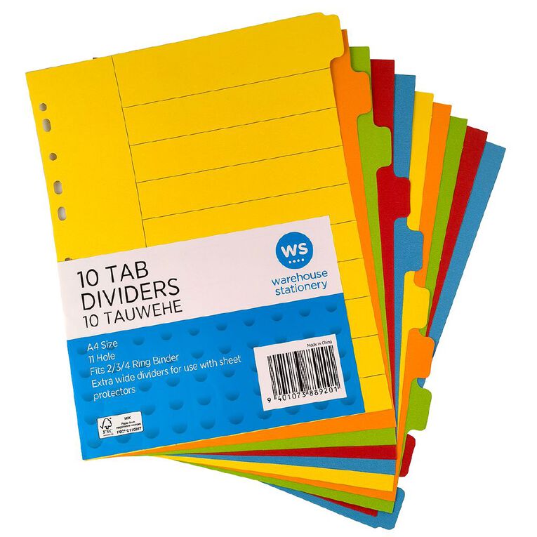 WS 10 Tab X Wide Coloured Divider, , hi-res