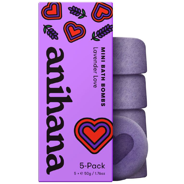 Anihana Mini Bath Bombs Lavender Love 5 Pack, , hi-res
