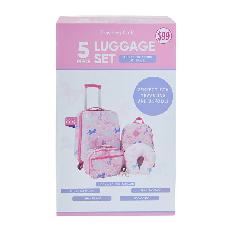 Travelers Club 5 Piece Luggage Set Unicorn Pink, , hi-res