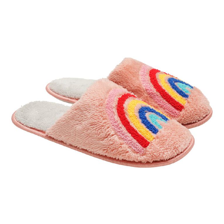 H&H Women's Rainbow Scuff Slippers, Pink, hi-res