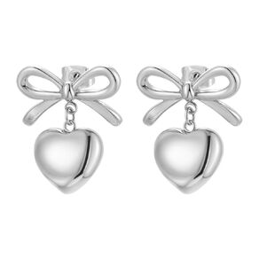 Waterproof Bow Heart Stud Earrings