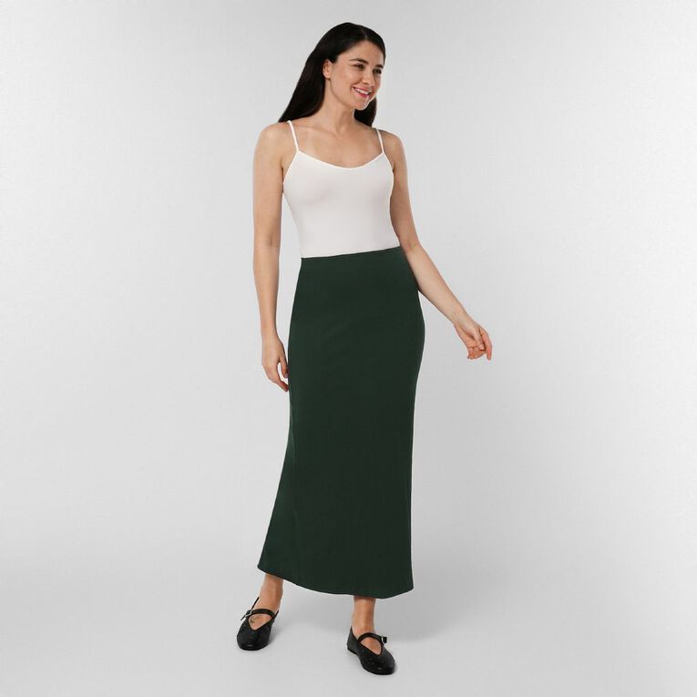 H&H Women's Rib Knit Maxi Skirt, Green Dark, hi-res
