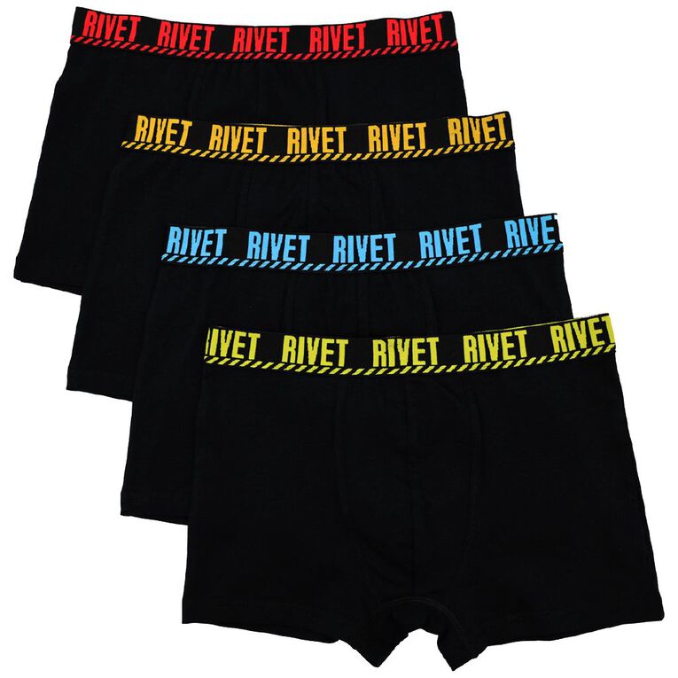 Rivet Boys' Trunks 4 Pack, Black, hi-res