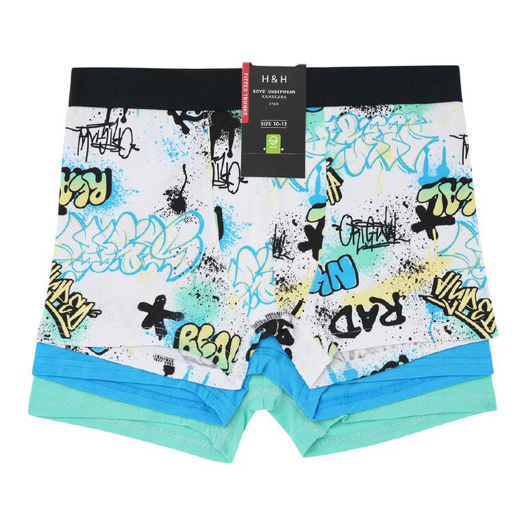 H&H Boys' Trunk 3 Pack, Green/Black, hi-res