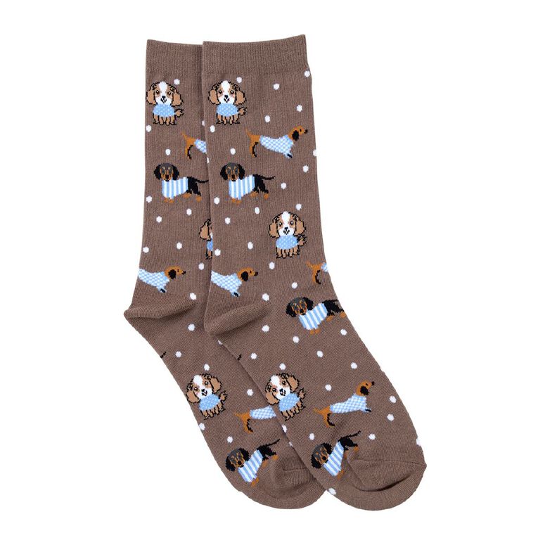 Sock Crew Women's Novelty Socks 1 Pack, Brown, hi-res