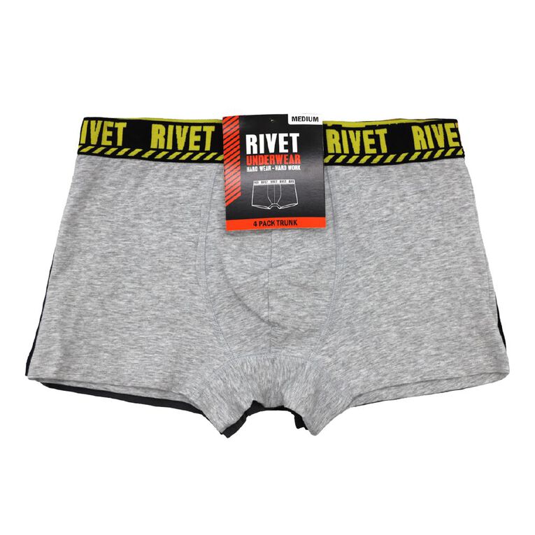 Rivet Men's Trunks 4 Pack, Charcoal, hi-res