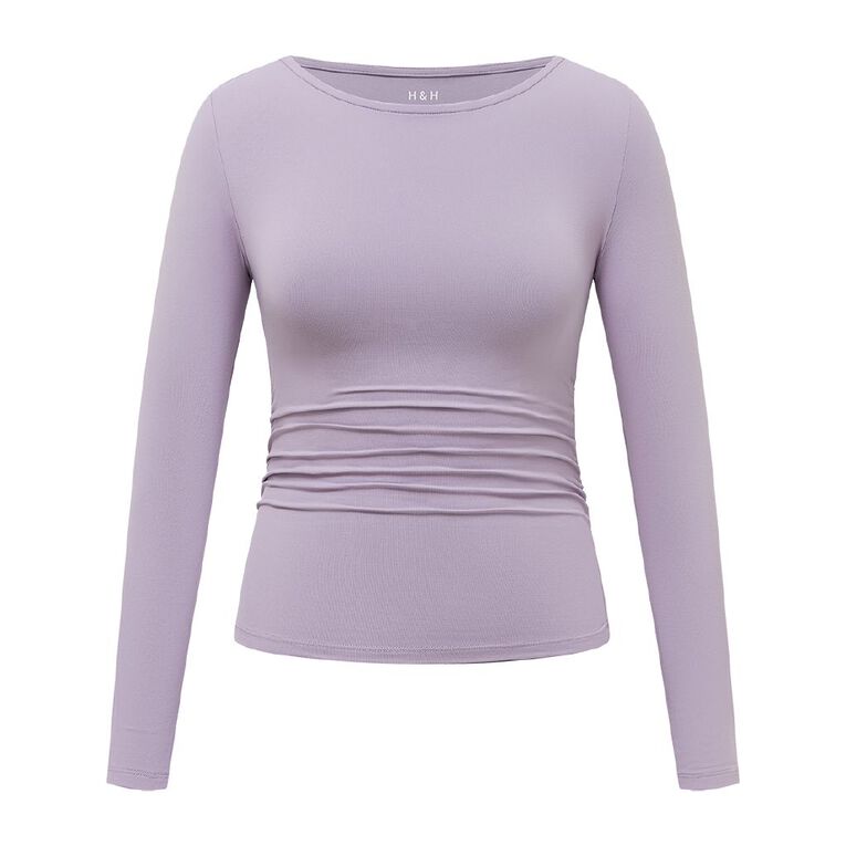 H&H Women's Contour Boat Neck Top, Purple Light, hi-res