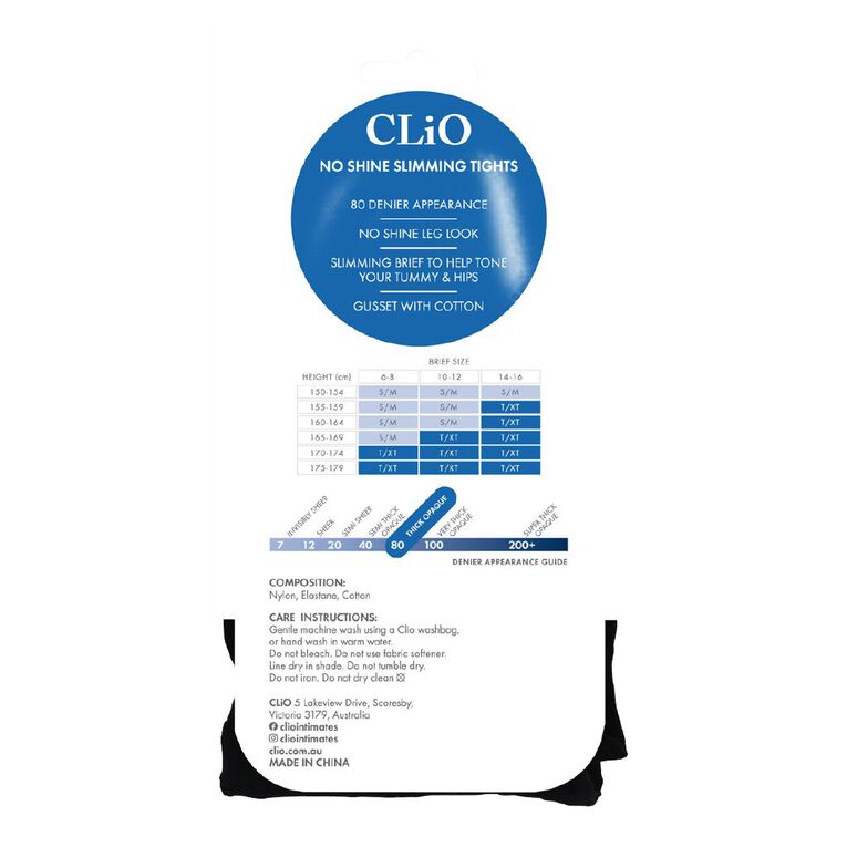 Clio Women's Slimming No Shine 80D Opaque Tights, Black, hi-res