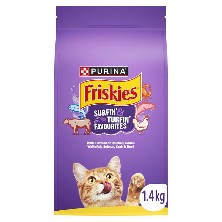 Friskies Surfin' & Turfin' Dry Cat Food 1.4kg, , hi-res