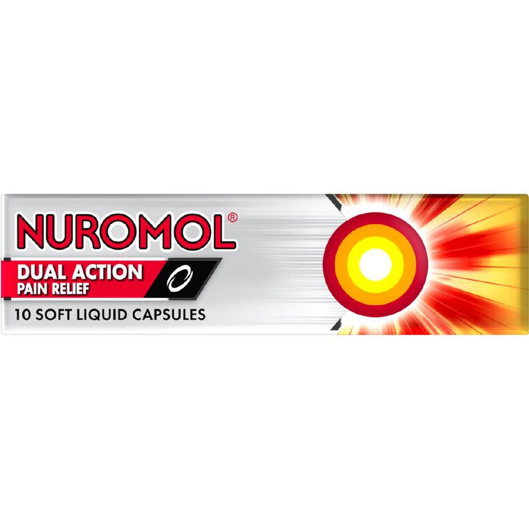Nuromol Dual Action Liquid Pain Relief Capsules 10Ea, , hi-res