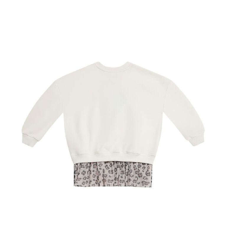 Young Original Toddler Girls' Tulle Hem Crew Sweatshirt, Cream, hi-res