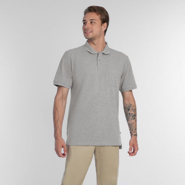 H&H Men's Pique Polo, Grey Marle, hi-res