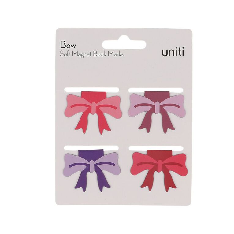 Uniti Bow Soft Magnet Book Marks 4 Pack, , hi-res