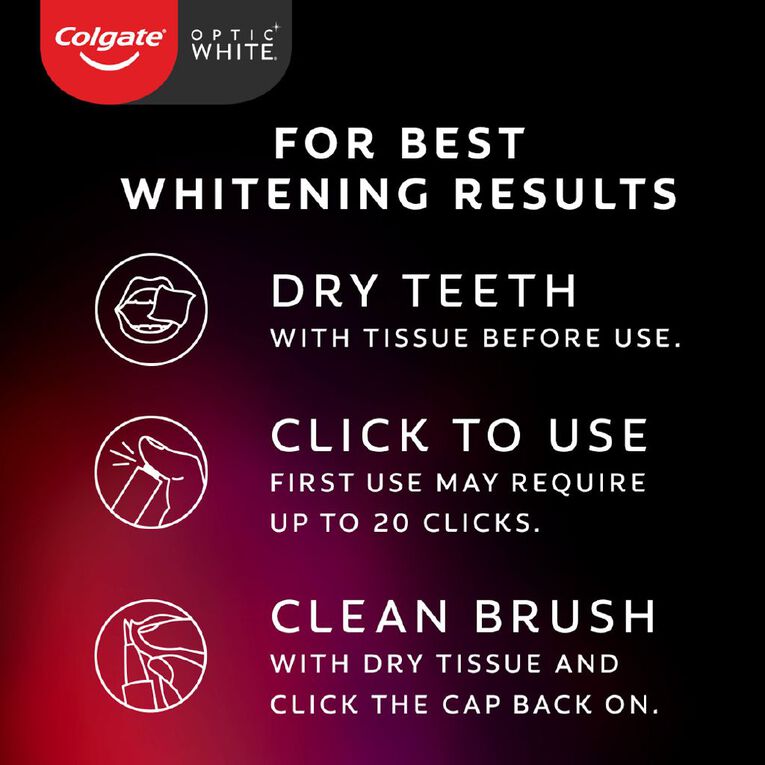 Colgate Optic White Nightly Treatment Whitening Wand 3% 1 Pack 2.5ml, , hi-res