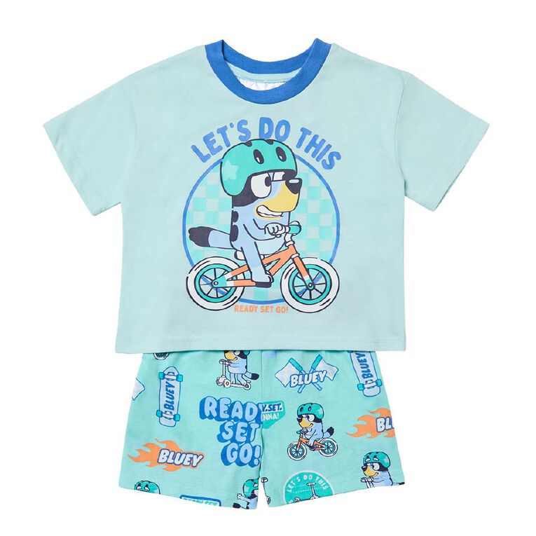 Bluey Boys' T-Shirt and Short Pyjama Set, Green Light, hi-res