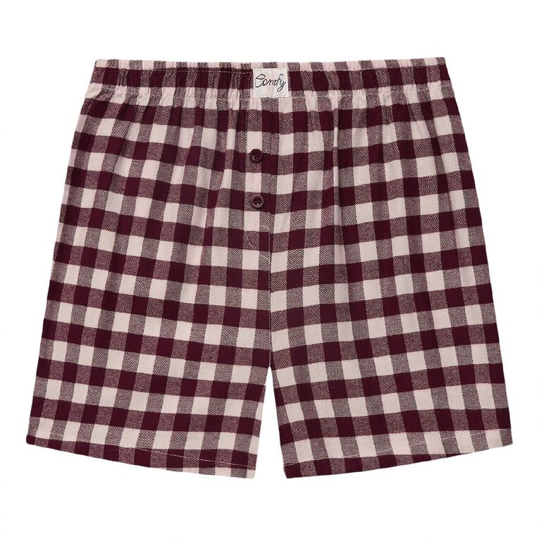 H&H Girls' Flanelette Boxer Shorts, Red Mid, hi-res