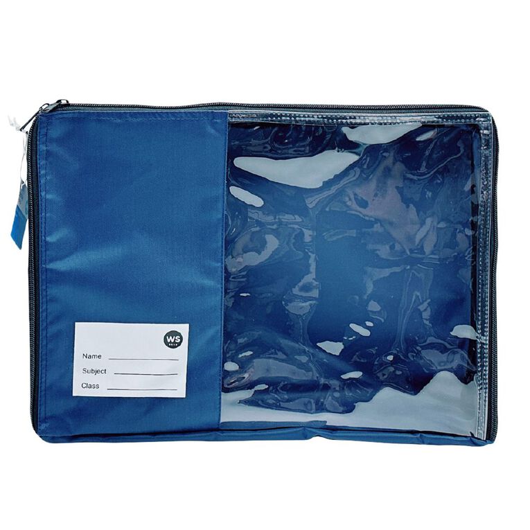 WS Book Bag With Zip 370mm x 265mm x 85mm Blue, , hi-res