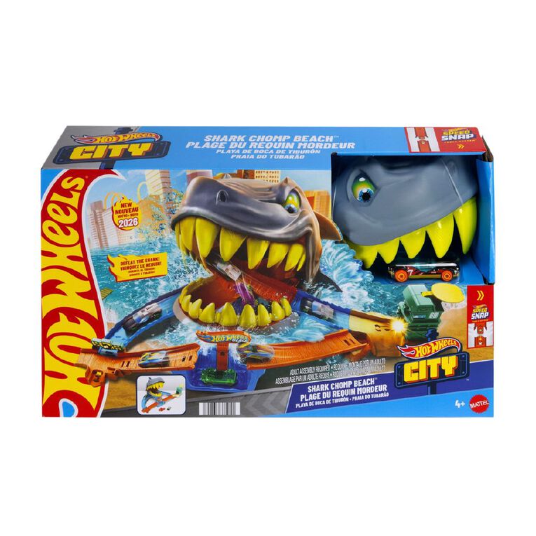 Hot Wheels City Shark Chomp Beach Playset, , hi-res