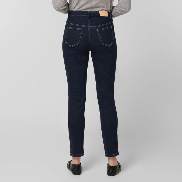 H&H Women's Mid Rise Slim Skinny Jeans, Denim Dark, hi-res