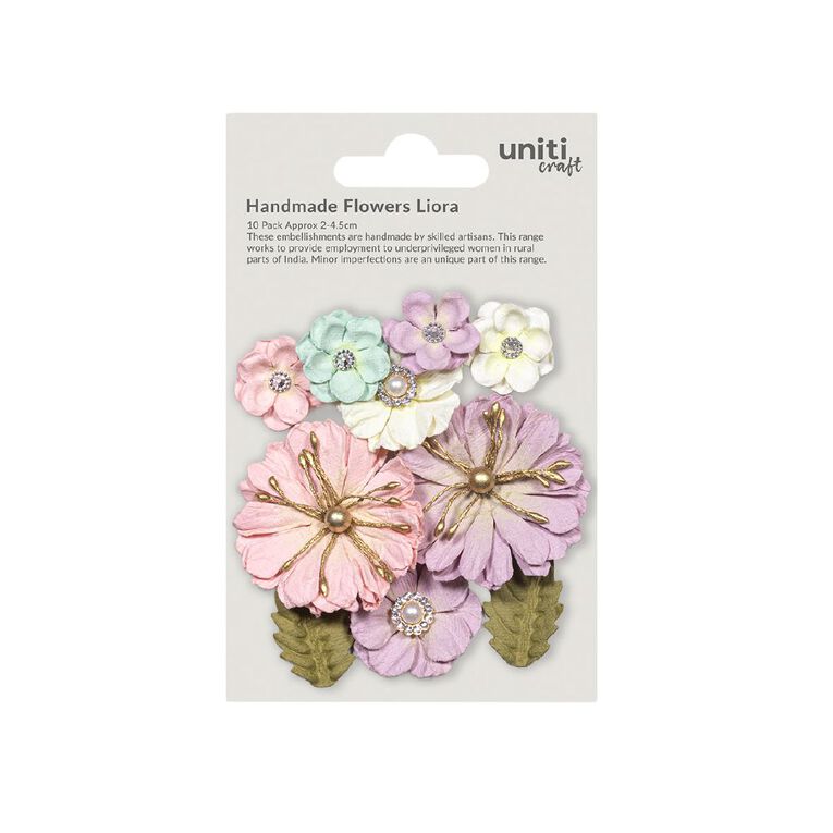 Uniti Craft Adults Handmade Flowers Liora 10pc Multicoloured, , hi-res