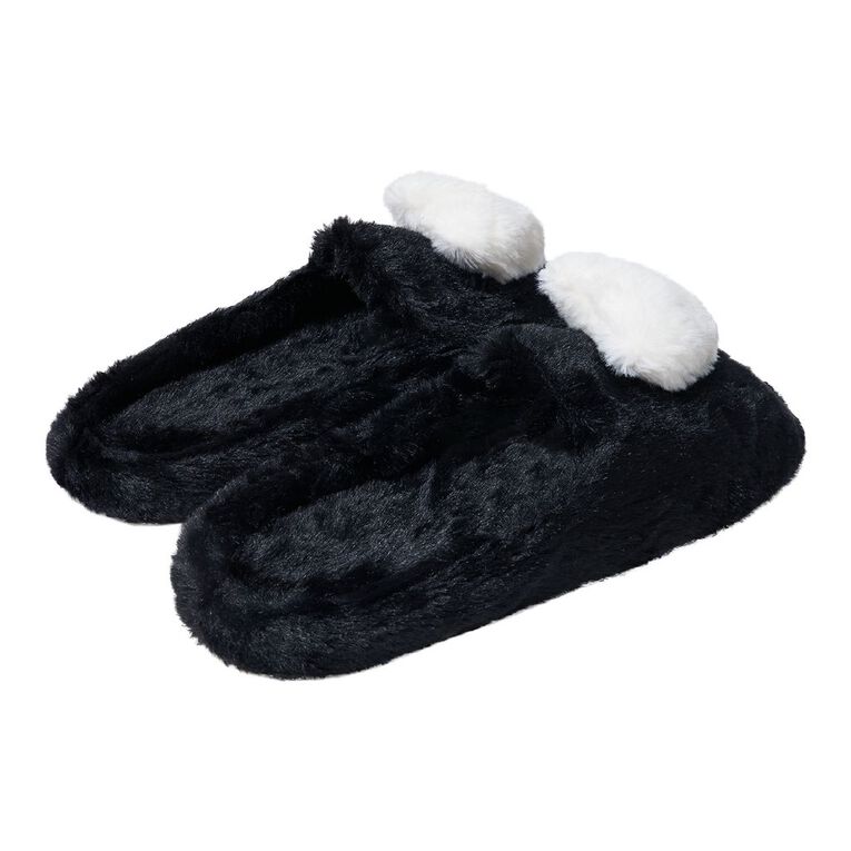 H&H Women's Heart Scuff Slippers, Black, hi-res