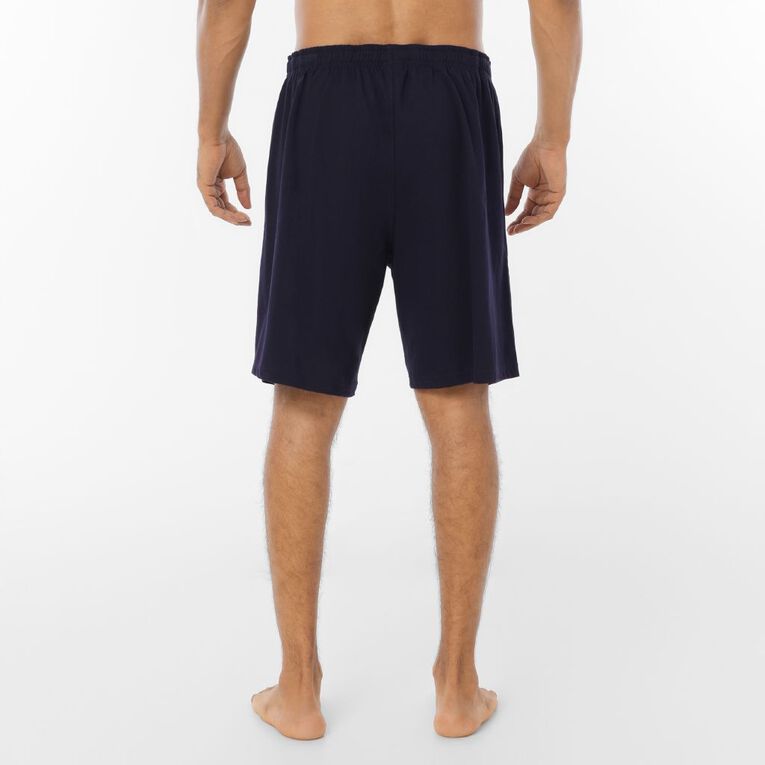 H&H Men's Knit Pyjama Shorts, Blue Dark, hi-res