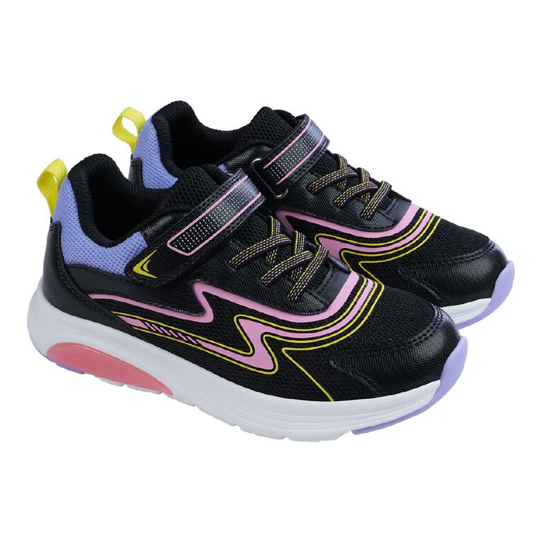 Active Intent Senior Kids' Neon Dream Trainers, Black, hi-res