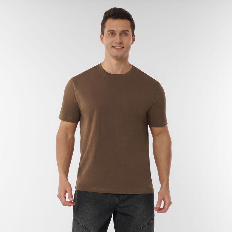 H&H Men's Regular Fit Crew Neck Tee, Brown Dark, hi-res