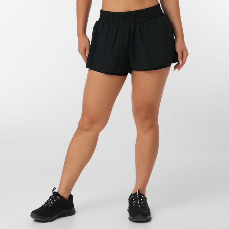 Active Intent Women's 2 in 1 Bike Shorts, Black, hi-res