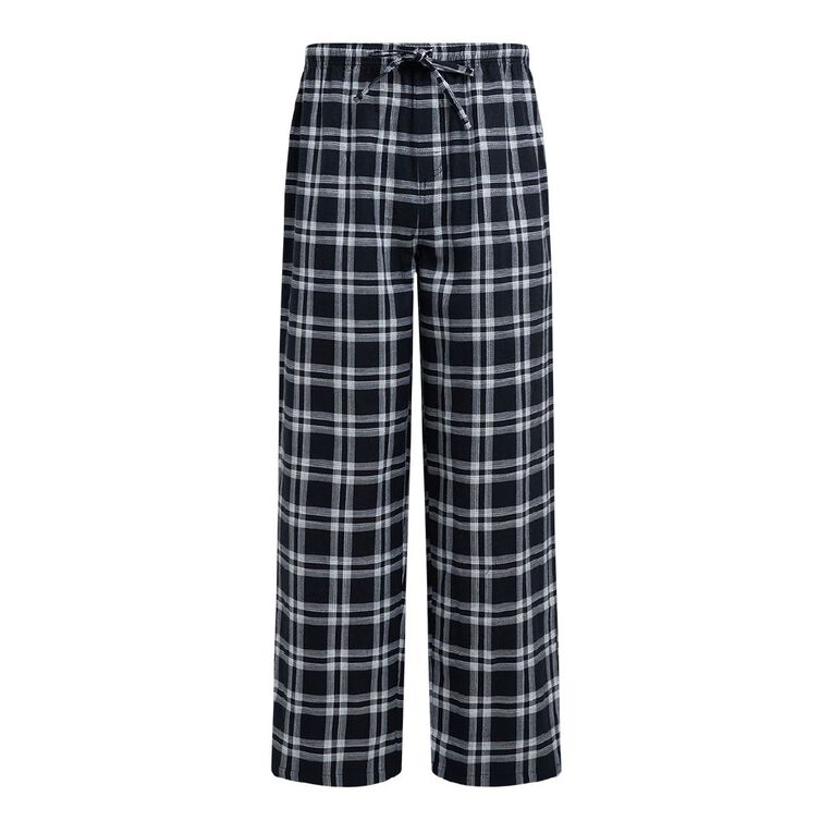 H&H Men's Flanelette Pyjama Pants, Black, hi-res