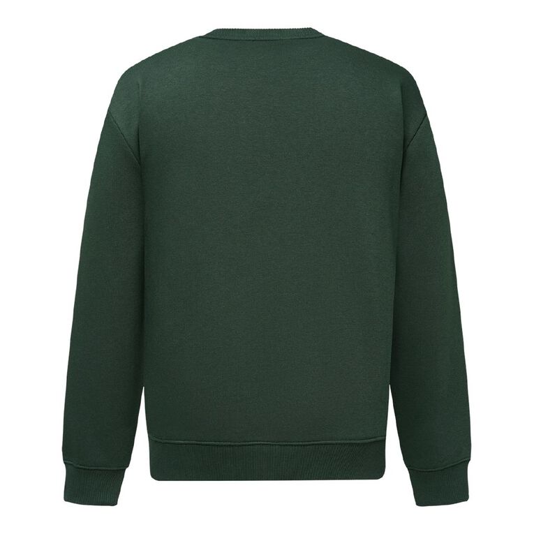 H&H Men's Plain Crew Sweatshirt, Green Dark, hi-res