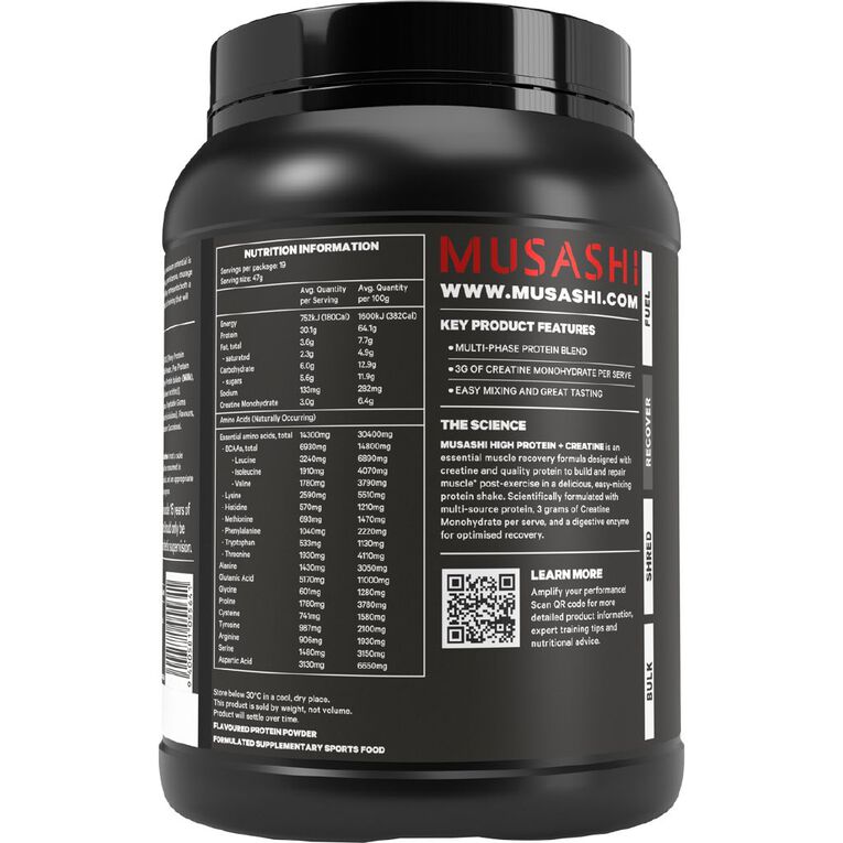 Musashi High Protein + Creatine Vanilla 900g, , hi-res