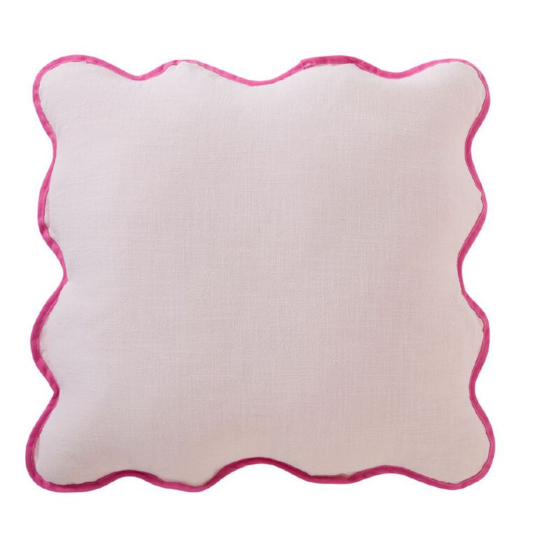 Living & Co Cushion Linen Rich Scallop Pink 50cm x 50cm, , hi-res