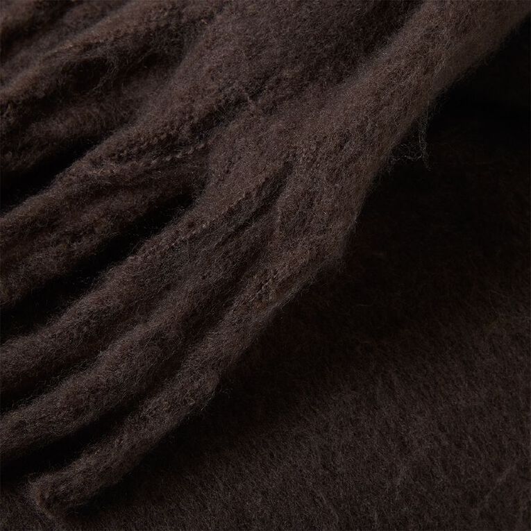 Living & Co Throw Faux Mohair Brown Mid 127cm x 152cm, , hi-res