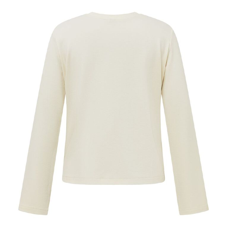 H&H Women's Long Sleeve Ponte Seam Detail Top, Cream, hi-res