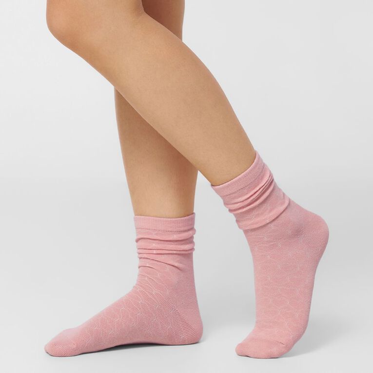 H&H Women's Patterned Crew Socks 3 Pack, Pink Light, hi-res