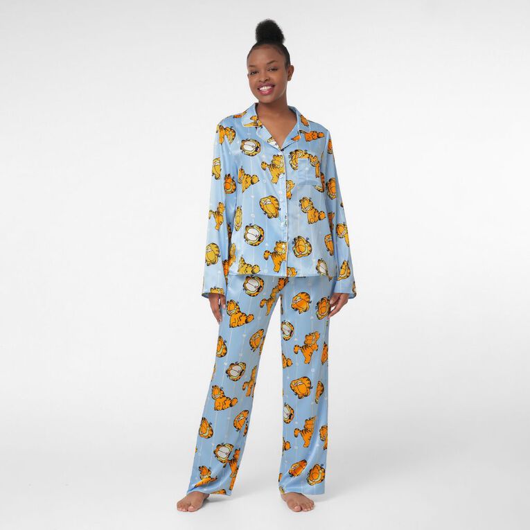 Garfield Women's Satin Pyjama Set, Blue Light, hi-res